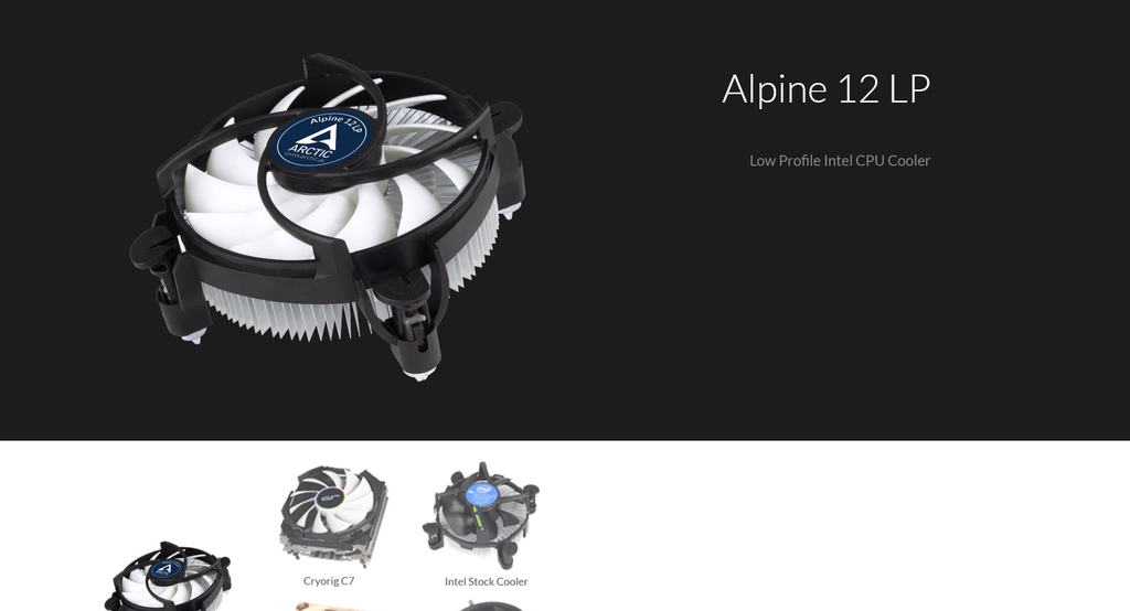 Arctic Alpine 12 LP Intel Low Profile CPU Cooler Model: ACALP00029A Description