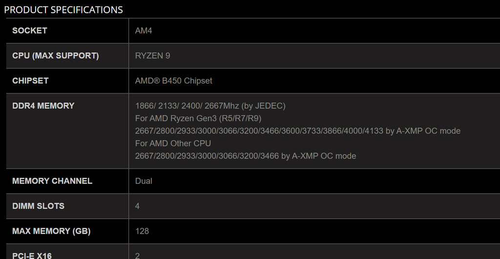 MSI B450 TOMAHAWK MAX Specification