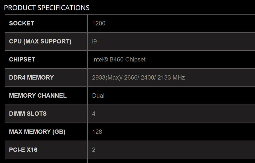 MSI MAG B460 TORPEDO Intel Socket 1200 Gaming Motherboard Specification