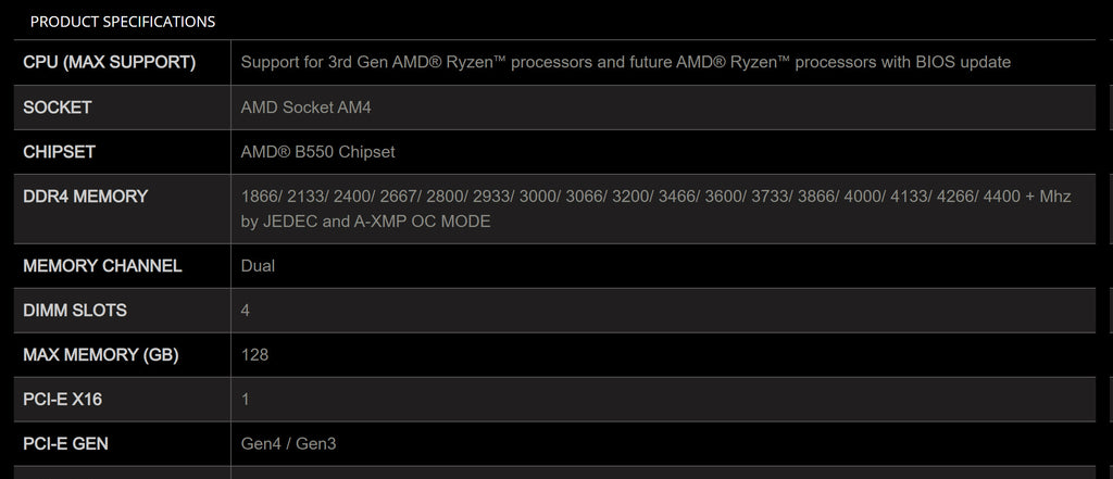 MSI B550M PRO-VDH WIFI AMD AM4 Micro ATX Motherboard Specification