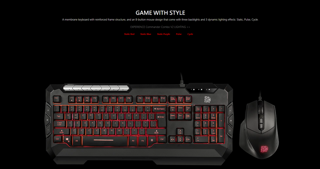 Thermaltake Tt eSports Commander Combo V2  Gaming Keyboard & Mouse Model: CM-CMC-WLXXMB-US Description