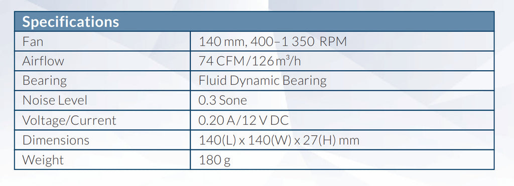 Arctic F14 TC 140mm 3Pin Standard Case Fan with Temperature Sensor Black & White Color Specification