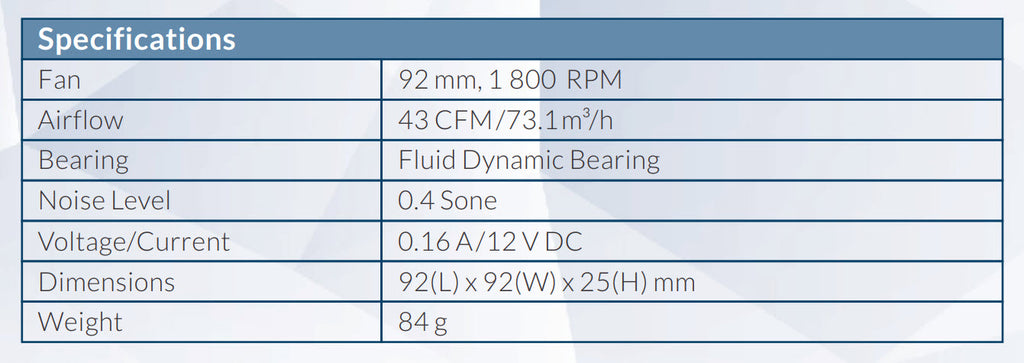 Arctic F9 92mm 3Pin Standard Case Fan  Specification