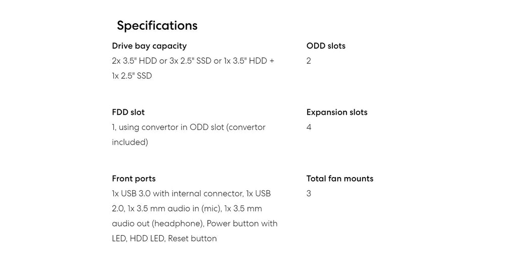 Fractal Design Core 1000 Black Micro ATX Mini Tower Case Model: FD-CA-CORE-1000-USB3-BL Specification