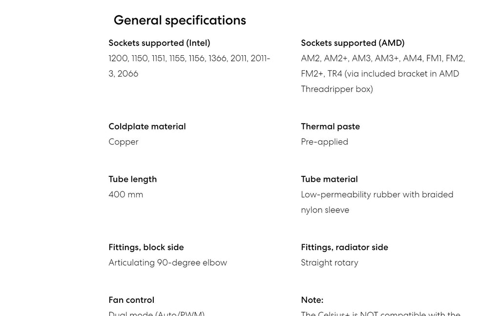 Fractal Design Celsius+ S36 Prisma 360mm Silent Slim All-In-One CPU Liquid Cooler Model: FD-W-2-S3602 Specification