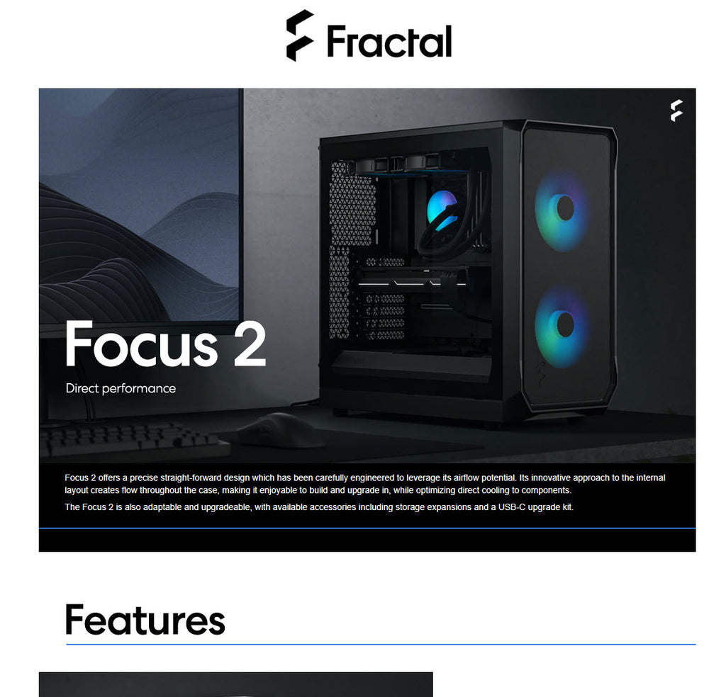 Fractal Design Focus 2 Black RGB with Clear Tinted TG Side Panel Model: FD-C-FOC2A-03 Description