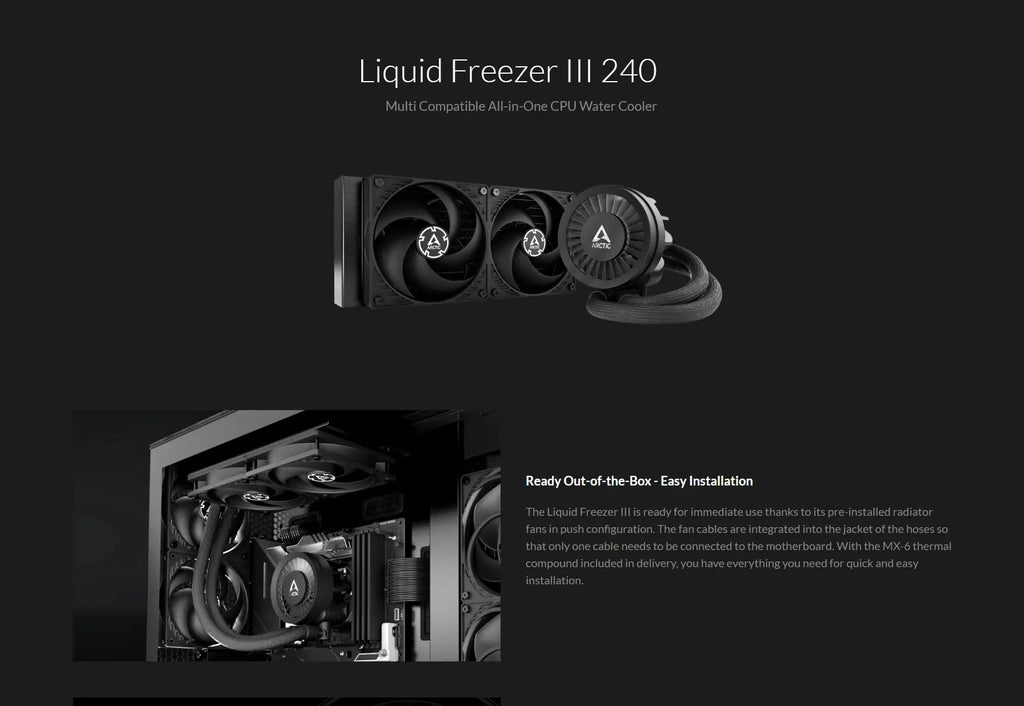 ARCTIC Liquid Freezer III 240 240mm Liquid Cooler Black Color Model: ACFRE00134A Description