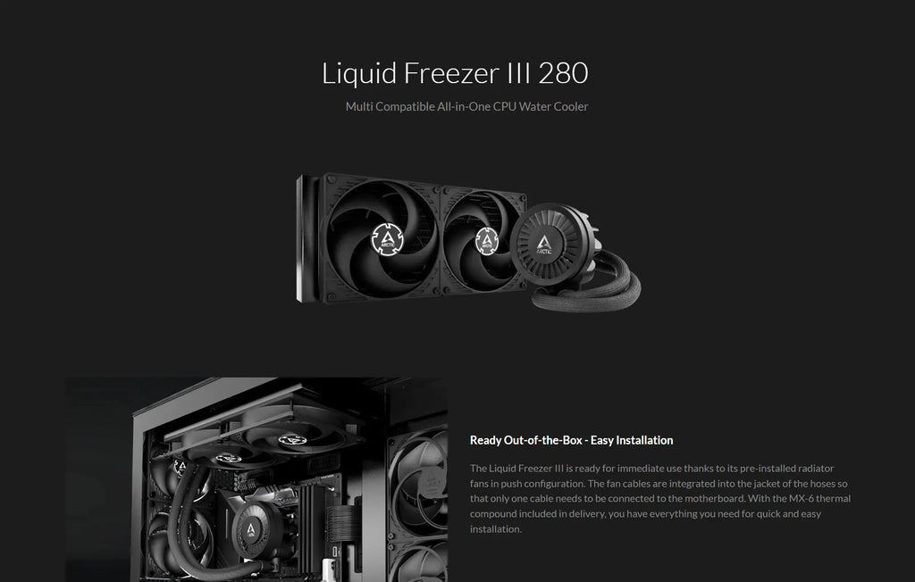 ARCTIC Liquid Freezer III 280 280mm Liquid Cooler Black Color Model: ACFRE00135A Description