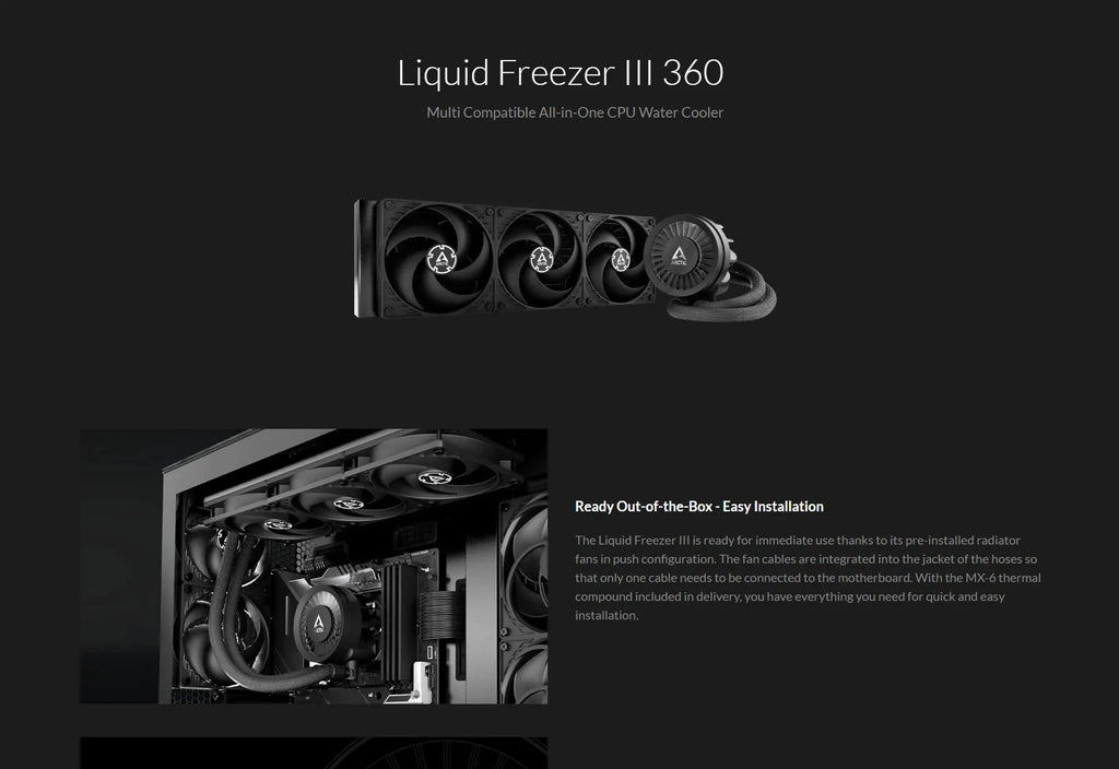 ARCTIC Liquid Freezer III 360 360mm Liquid Cooler Black Color Model: ACFRE00136A Description