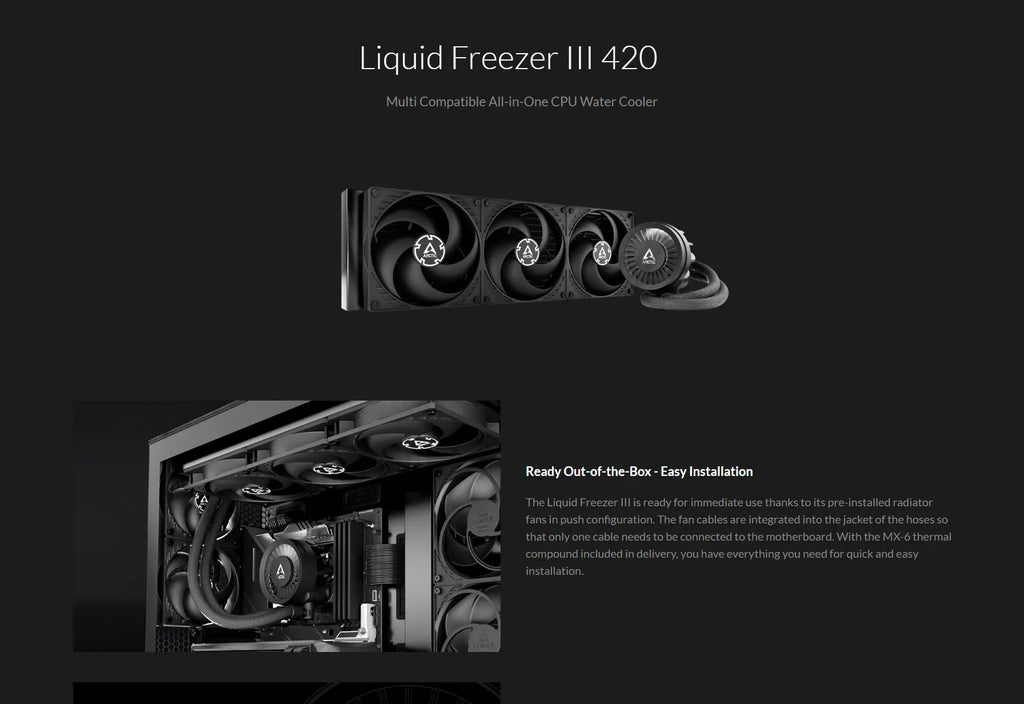 ARCTIC Liquid Freezer III 420 420mm Liquid Cooler Black Color Model: ACFRE00137A Description