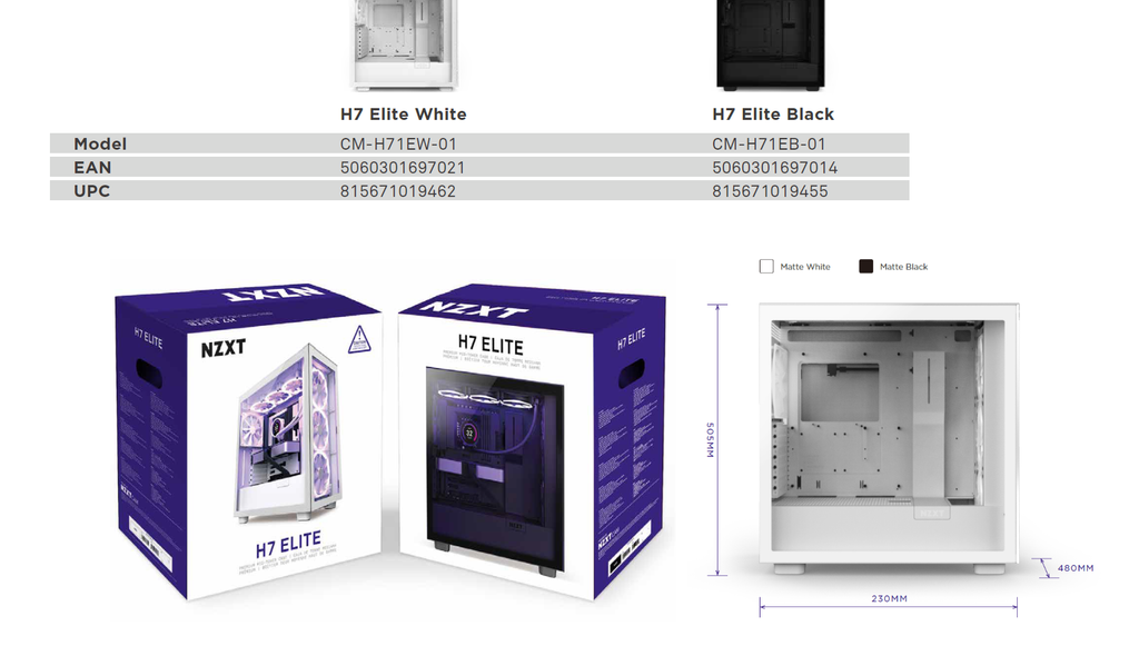  NZXT H7 Elite - CM-H71EB-01 - ATX Mid Tower PC Gaming Case -  Front I/O USB Type-C Port - Quick-Release Tempered Glass Side Panel - Black  : Electronics