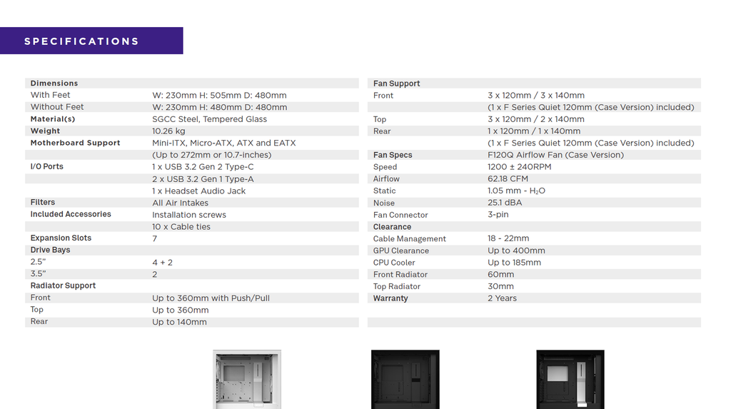 NZXT H7 ATX Mid Tower Gaming Case Specification