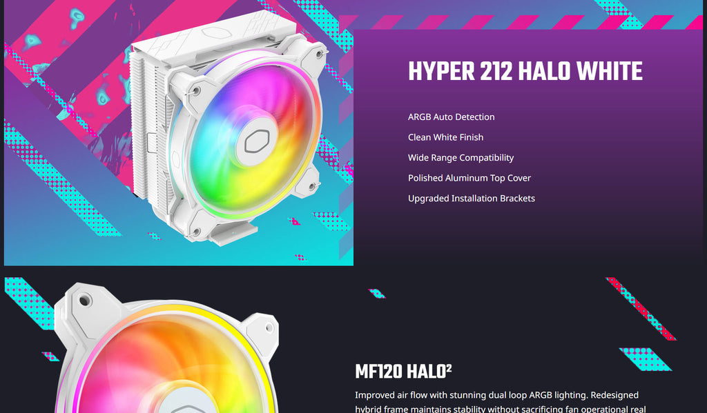 Cooler Master Hyper 212 Halo White Edition CPU Cooling Fan Model: RR-S4WW-20PA-R1 Description