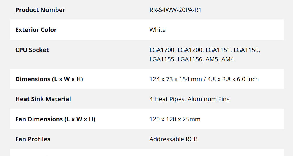 Cooler Master Hyper 212 Halo White Edition CPU Cooling Fan Model: RR-S4WW-20PA-R1 Specification