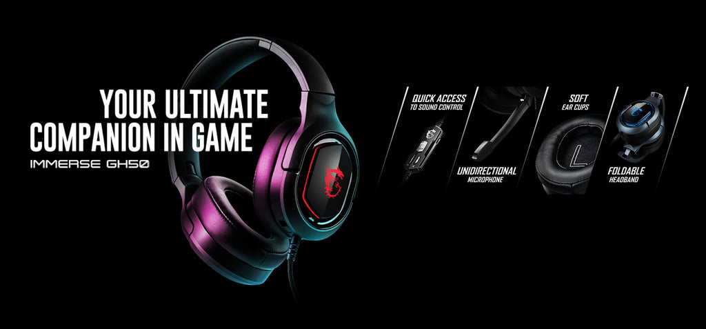 MSI IMMERSE GH50 7.1 Surround Sound RGB Gaming Headset Description