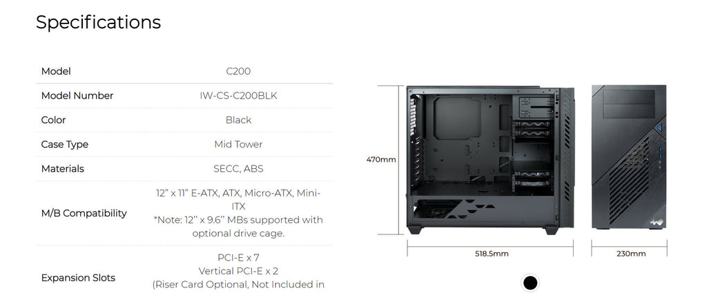In-Win C200 Mid Tower Gaming Case Specification