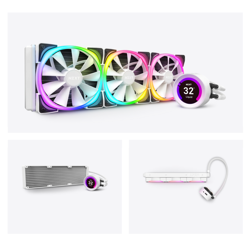 NZXT Kraken Z73 RGB 360mm All-In-One Liquid Cooler White Color with Aer RGB 3 Fans Model: RL-KRZ73-RW Description