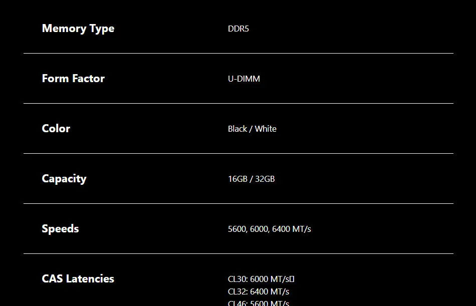 ADATA XPG LANCER BLADE 32GB DDR5-6000 Dual Channel Memory Kit Specification