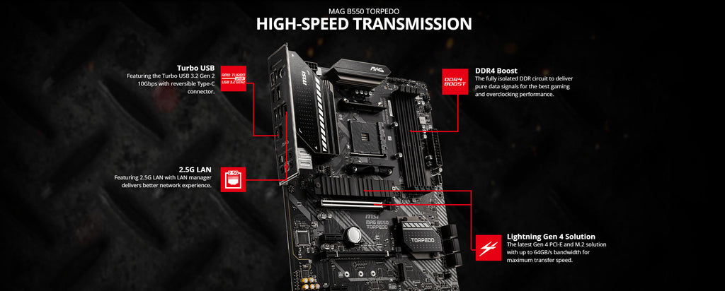 MSI MAG B550 TORPEDO AMD AM4 ATX Gaming Motherboard Description