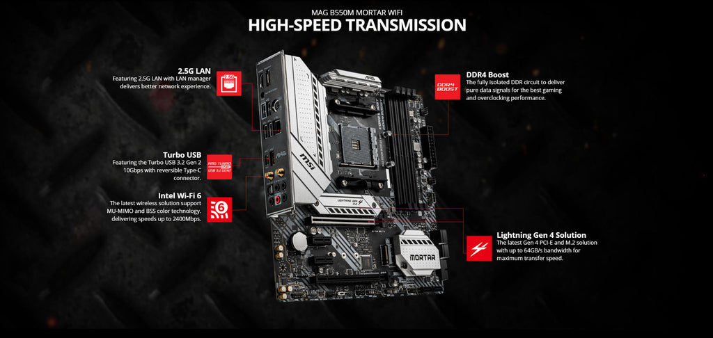 MSI MAG B550M MORTAR WIFI AMD AM4 ATX Gaming Motherboard Description