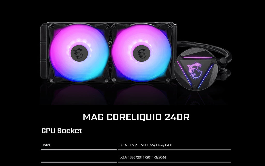 MSI MAG CORELIQUID 240R AIO ARGB Liquid CPU Cooler Specification