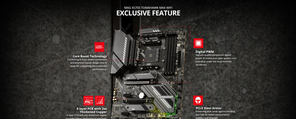 MSI MAG X570S TOMAHAWK MAX WIFI  AMD AM4 ATX Motherboard Description