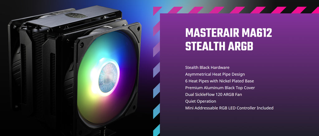Cooler Master Master AIR MA612 STEALTH ARGB CPU Cooling Fan Model: MAP-T6PS-218PA-R1 Description