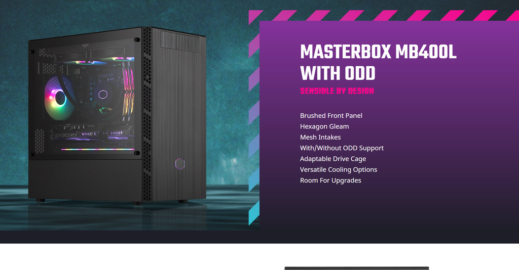 Cooler Master MasterBox MB400L Micro-ATX Case with Tempered Glass Side Panel  Model: MCB-B400L-KG5N-S00 Description