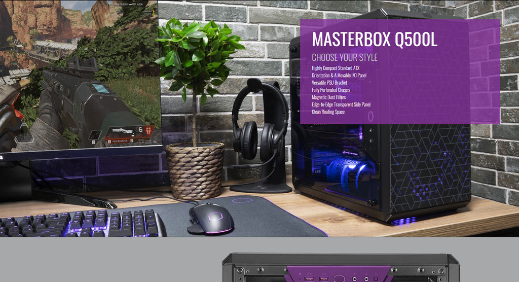 Cooler Master MasterBox Q500L - ATX Mini Tower Case with Full Side Panel  Display, Clean Routing, and Multiple Cooling Options