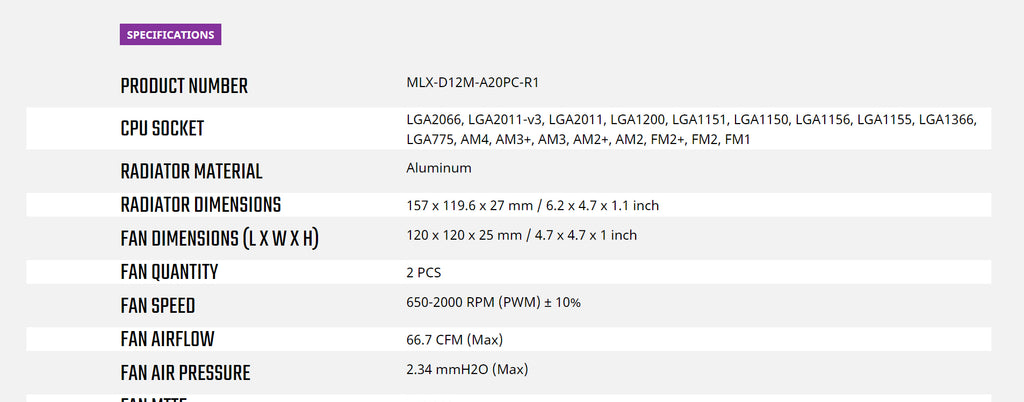 Cooler Master MasterLiquid ML120R ARGB AIO Liquid Cooler Model: MLX-D12M-A20PC-R1 Specification