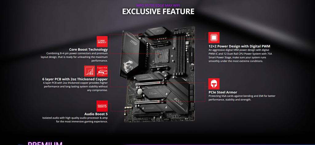 MSI MPG X570S EDGE MAX WIFI AMD AM4 ATX Motherboard Description