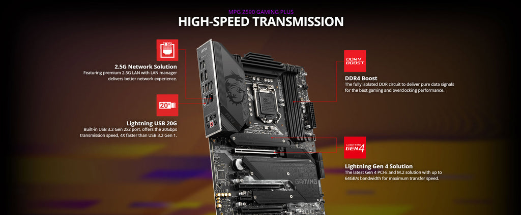 MSI MPG Z590 GAMING PLUS Intel Socket 1200 ATX Gaming Motherboard Description