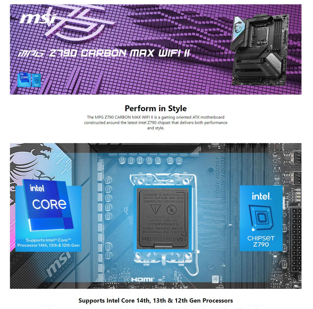 MSI MPG Z790 CARBON MAX WIFI II Intel Socket 1700 ATX Motherboard Description