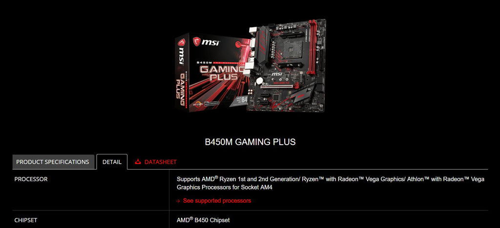MSI B450M GAMING PLUS Socket AM4 Micro ATX Gaming Motherboard Specification