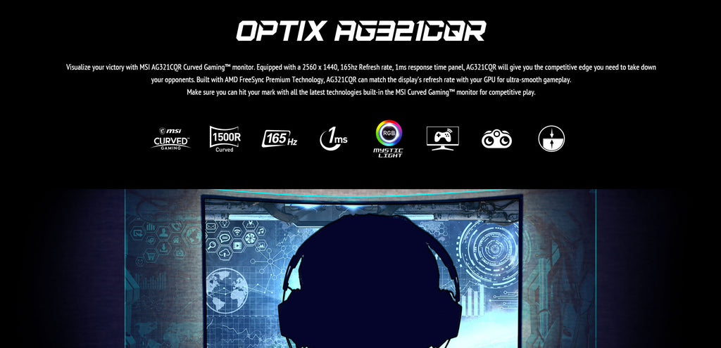 MSI Optix AG321CQR 32" QHD 2K 165Hz Curved Gaming Monitor Description