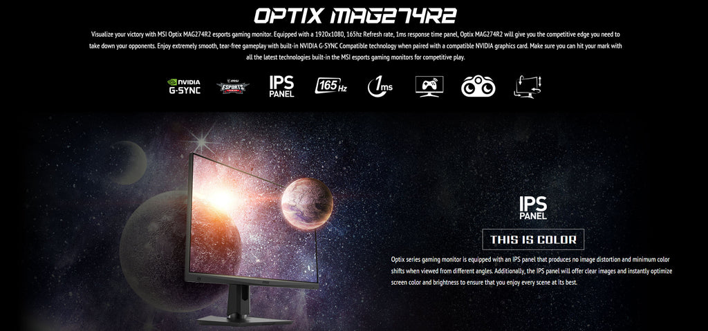 MSI Optix MAG274R2 27" FHD 1080P 165Hz 1ms IPS Gaming Monitor Description