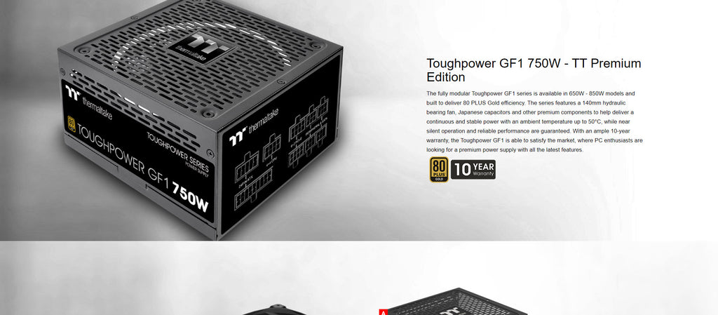Thermaltake Toughpower GF1 750W 80+ Gold Power Supply Premium Edition Model: PS-TPD-0750FNFAGU-1 Description