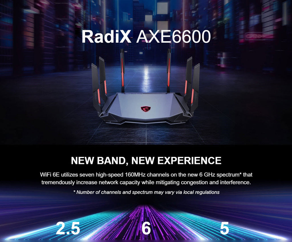 MSI RadiX AXE6600 WiFi 6 Tri-Band Gaming Router with RGB Description
