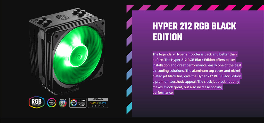 Cooler Hyper 212 RGB Black Edition CPU Cooling Fan Model: RR-212S-20PC-R1 Description