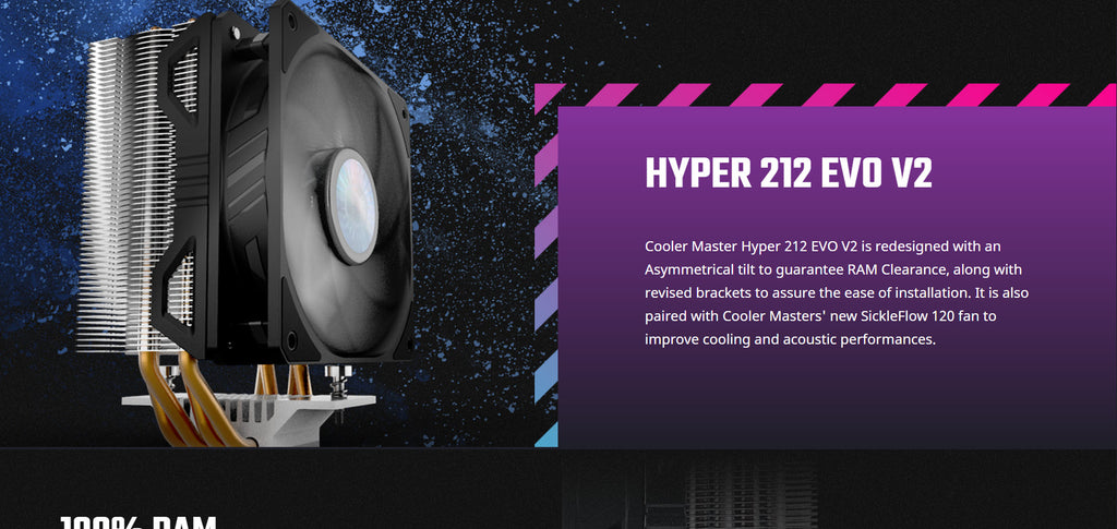 Cooler Hyper 212 EVO V2 CPU Cooler w/ SickleFlow 120mm Fan Model: RR-2V2E-18PK-R1 Description