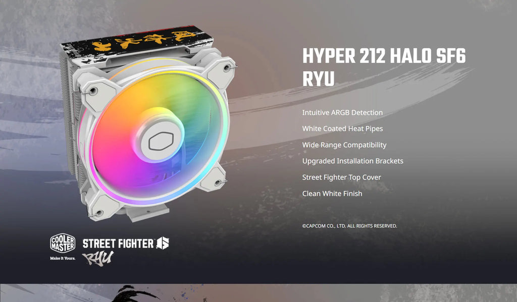Cooler Master Hyper 212 Halo SF6 Ryu Special Edition CPU Cooling Fan Model: RR-S4WW-20PA-RY Description
