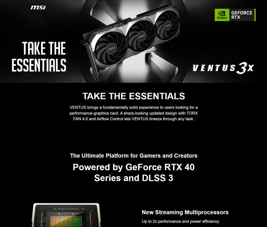 MSI Geforce RTX 4070 VENTUS 3X 12G  OC Gaming Video Card Description