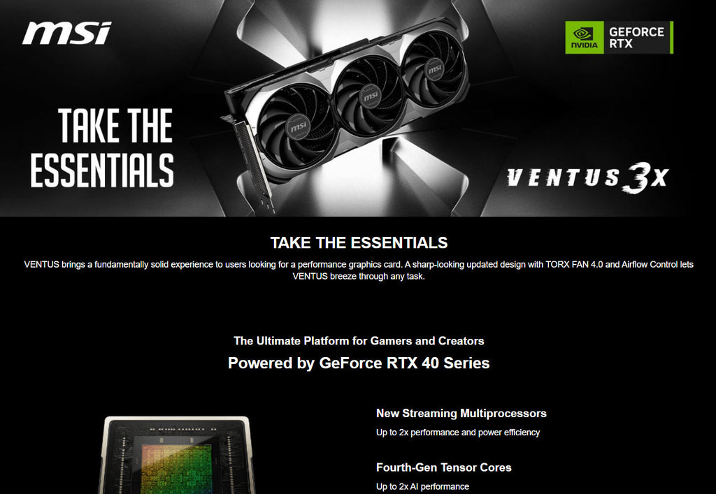 MSI GeForce RTX 4080 16GB VENTUS 3X Gaming Video Card Description