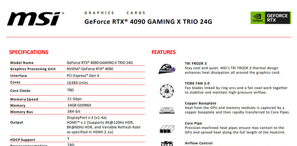 MSI GeForce RTX 4090 GAMING X TRIO 24G Video Card Description