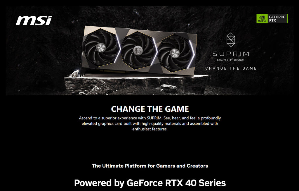 MSI Geforce RTX 4090 SUPRIM X 24G Gaming Video Card Description