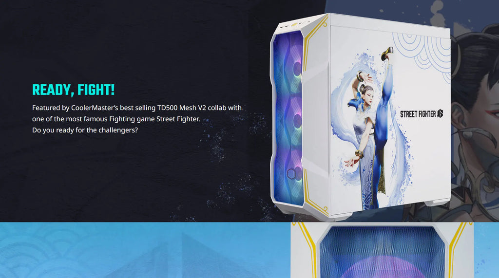 Cooler Master MasterBox TD500 Mesh V2 Chun-Li Street Fighter Special Edition White ATX Tower Case Model: TD500V2-WGNN-SCL Description