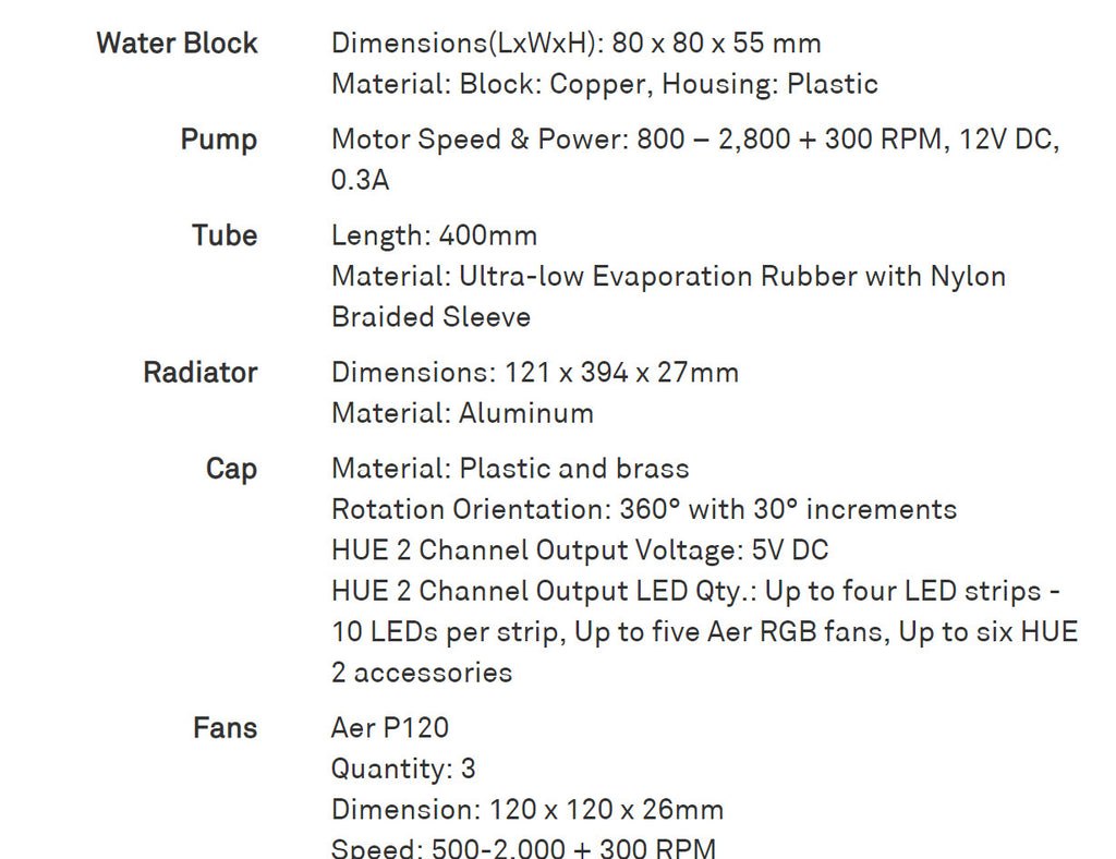 NZXT Kraken X73 360mm AIO RGB Liquid Cooler RL-KRX73-01 Specification