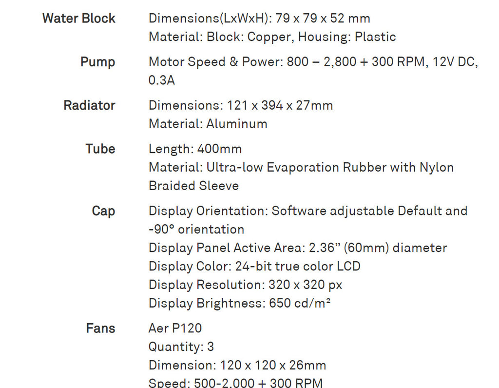 NZXT Kraken Z Series Z73 360mm All-In-One RGB Liquid Cooler RL-KRZ73-01 Specification