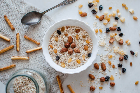 a bowl of oatmeal with nuts