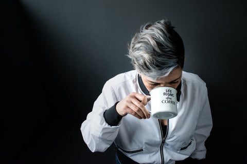 woman drinking coffee